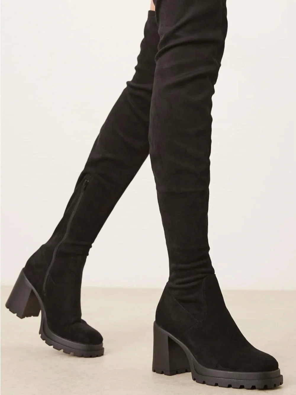 ASOS Black Over-the-Knee Suede Boots